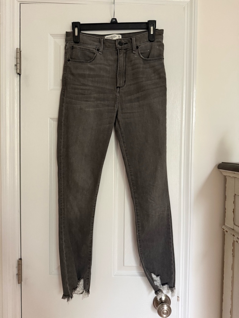 Abercrombie & Fitch Charcoal Skinny Jeans with Raw Hem